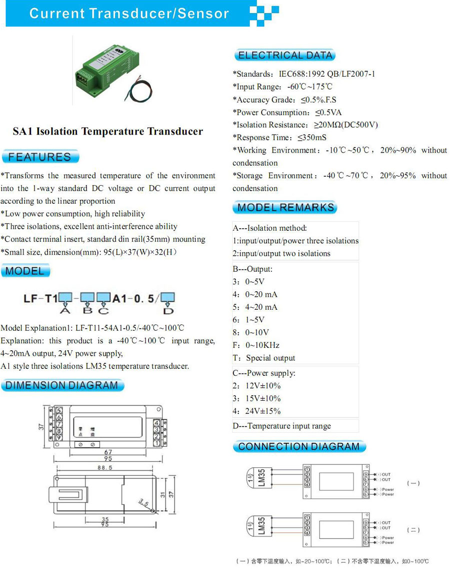 SA1 Isolation Temperature Transducer